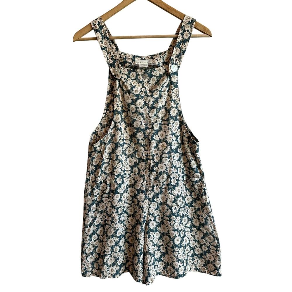Vintage 90s Express Compagnie Internationale Floral Daisy Shortall Romper XS